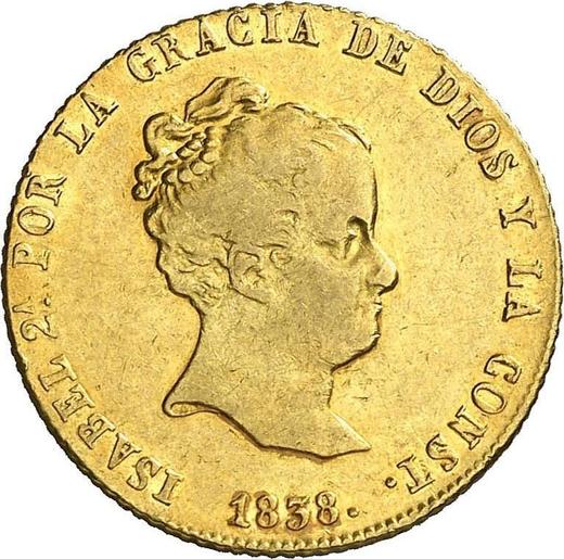Awers monety - 80 réales 1838 S RD - cena złotej monety - Hiszpania, Izabela II