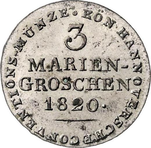 Reverso 3 Mariengroschen 1820 L.B. - valor de la moneda de plata - Hannover, Jorge III