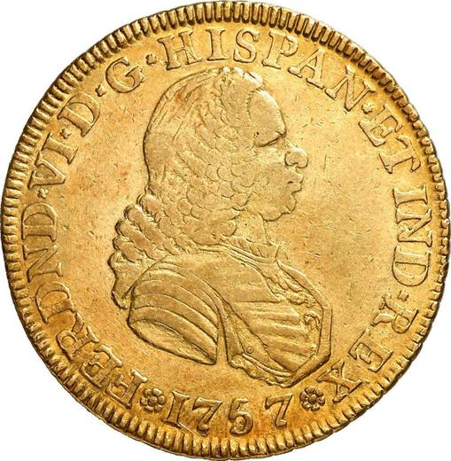 Anverso 4 escudos 1757 NR S - valor de la moneda de oro - Colombia, Fernando VI