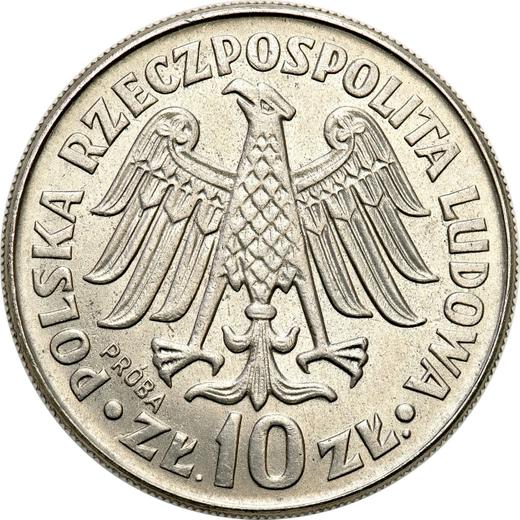 Аверс монеты - Пробные 10 злотых 1964 года "600 лет Ягеллонскому университету" Выпуклая надпись Никель - цена  монеты - Польша, Народная Республика