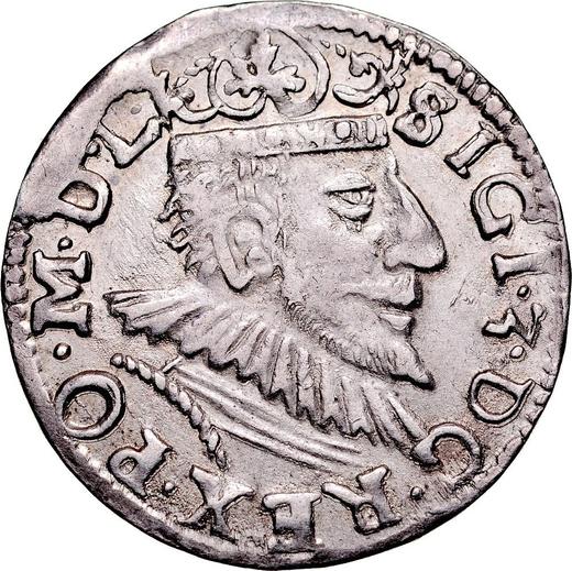 Аверс монеты - Трояк (3 гроша) 1593 года IF "Познаньский монетный двор" - цена серебряной монеты - Польша, Сигизмунд III Ваза
