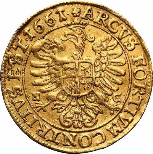 Реверс монеты - 2 дуката 1661 года NG Орел в рамке - цена золотой монеты - Польша, Ян II Казимир