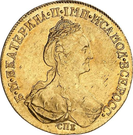 Аверс монеты - 10 рублей 1782 года СПБ - цена золотой монеты - Россия, Екатерина II