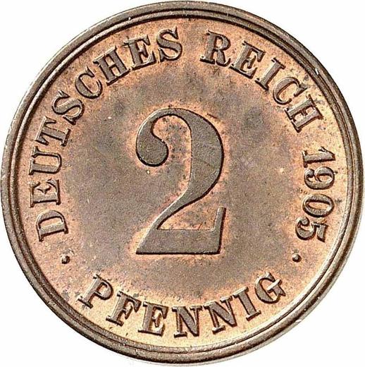Аверс монеты - 2 пфеннига 1905 года G "Тип 1904-1916" - цена  монеты - Германия, Германская Империя
