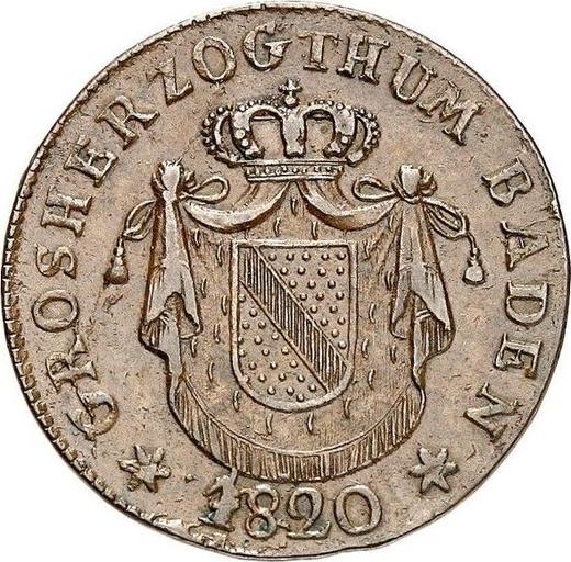 Аверс монеты - 1 крейцер 1820 года - цена  монеты - Баден, Людвиг I
