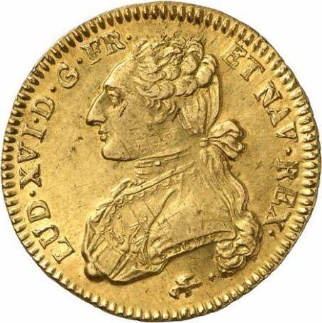 Аверс монеты - Двойной луидор 1775 года D Лион - цена золотой монеты - Франция, Людовик XVI