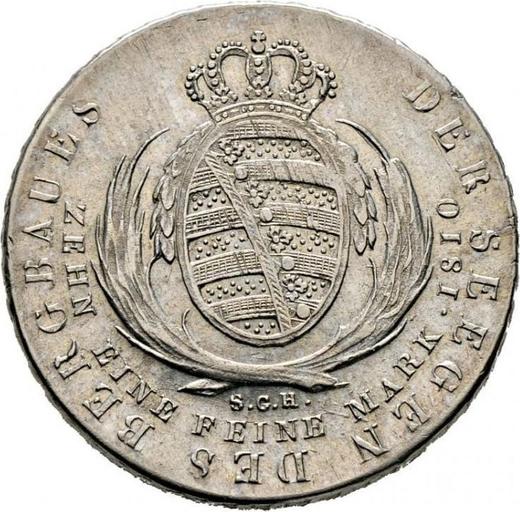 Reverso Tálero 1810 S.G.H. "Minero" - valor de la moneda de plata - Sajonia, Federico Augusto I