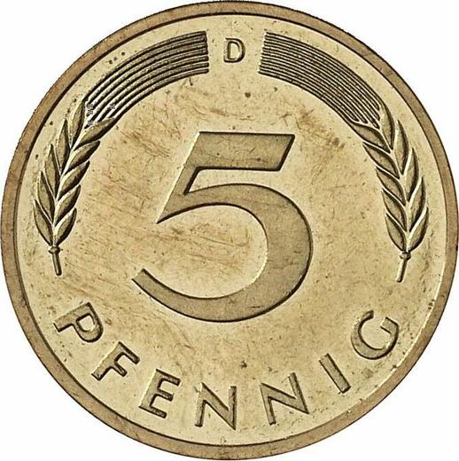 Аверс монеты - 5 пфеннигов 1998 года D - цена  монеты - Германия, ФРГ