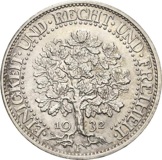 Reverso 5 Reichsmarks 1932 F "Roble" - valor de la moneda de plata - Alemania, República de Weimar