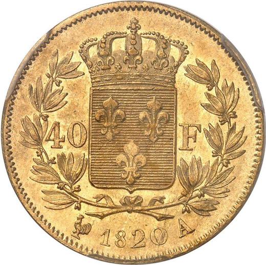 Rewers monety - 40 franków 1820 A "Typ 1816-1824" Paryż - Francja, Ludwik XVIII