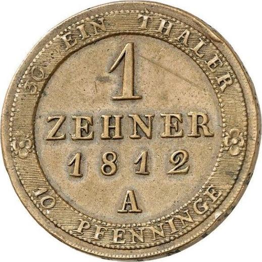 Reverso Pruebas 10 Pfennige 1812 A - valor de la moneda  - Prusia, Federico Guillermo III