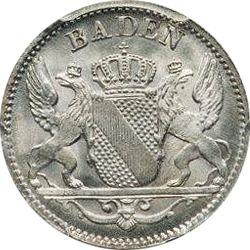 Аверс монеты - 3 крейцера 1846 года - цена серебряной монеты - Баден, Леопольд