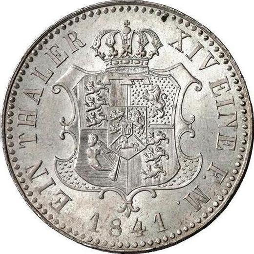 Reverso Tálero 1841 A "Tipo 1840-1841" - valor de la moneda de plata - Hannover, Ernesto Augusto 