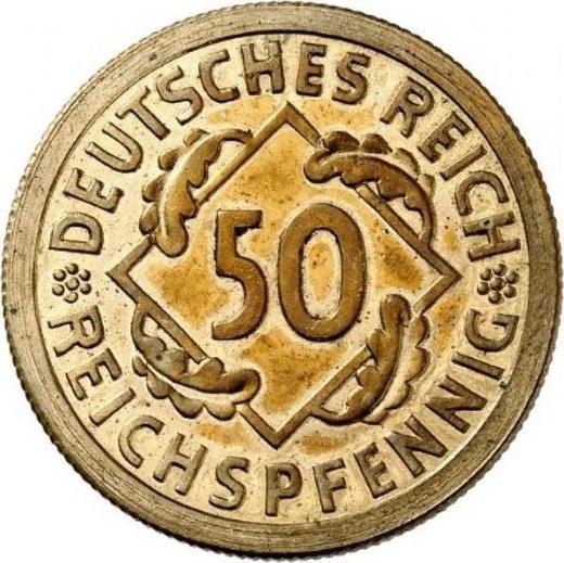 Аверс монеты - 50 рейхспфеннигов 1924 года F - цена  монеты - Германия, Bеймарская республика
