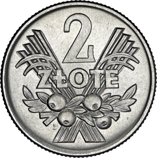 Reverso 2 eslotis 1960 "Espigas y frutas" - valor de la moneda  - Polonia, República Popular