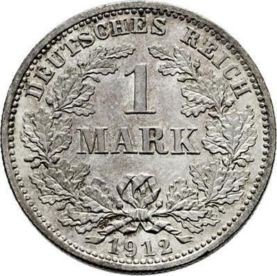 Awers monety - 1 marka 1912 D "Typ 1891-1916" - cena srebrnej monety - Niemcy, Cesarstwo Niemieckie