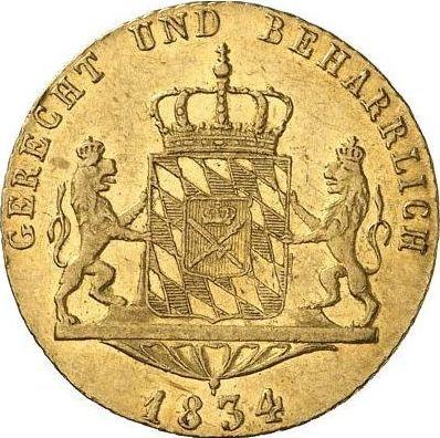 Rewers monety - Dukat 1834 - cena złotej monety - Bawaria, Ludwik I
