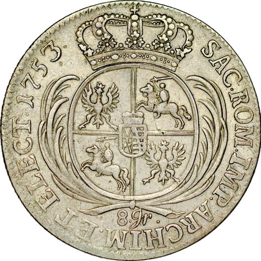 Реверс монеты - Двузлотовка (8 грошей) 1753 года ""8 gr"" - цена серебряной монеты - Польша, Август III