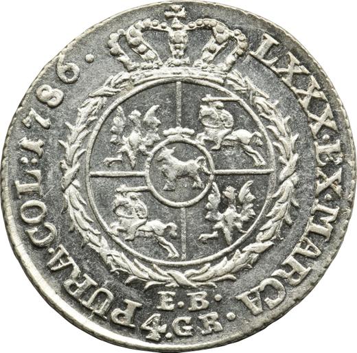 Revers 4 Groschen (Zloty) 1786 EB - Silbermünze Wert - Polen, Stanislaus August