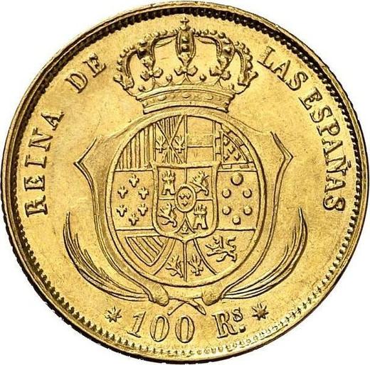 Rewers monety - 100 réales 1860 Siedmioramienne gwiazdy - cena złotej monety - Hiszpania, Izabela II