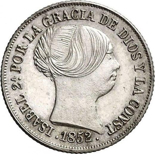 Аверс монеты - 2 реала 1852 года Восьмиконечные звёзды - цена серебряной монеты - Испания, Изабелла II