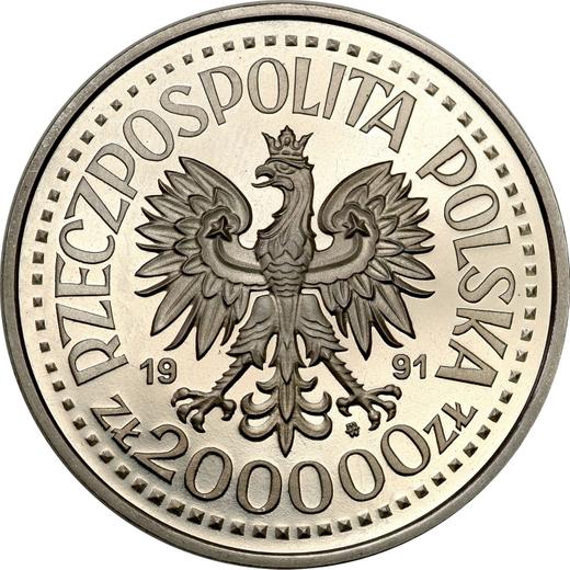 Obverse Pattern 200000 Zlotych 1991 MW ET "John Paul II" Nickel -  Coin Value - Poland, III Republic before denomination