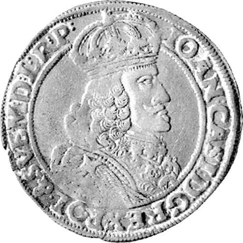 Аверс монеты - Орт (18 грошей) 1652 года AT "Прямой герб" - цена серебряной монеты - Польша, Ян II Казимир