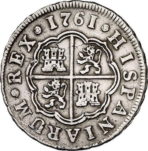 Rewers monety - 1 real 1761 M JP - cena srebrnej monety - Hiszpania, Karol III
