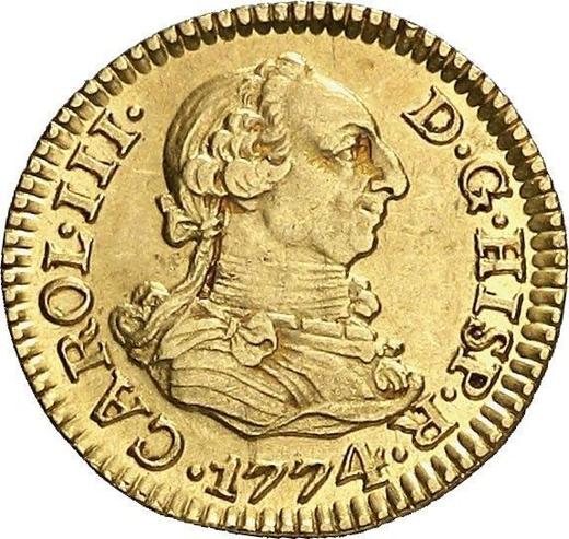 Obverse 1/2 Escudo 1774 S CF - Gold Coin Value - Spain, Charles III