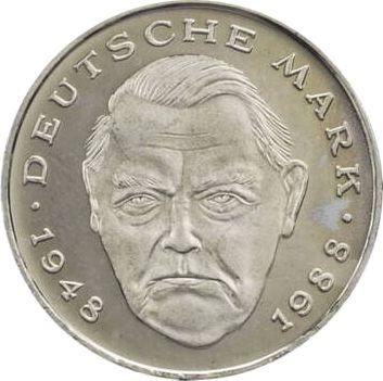 Аверс монеты - 2 марки 1997 года J "Людвиг Эрхард" - цена  монеты - Германия, ФРГ