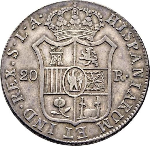 Реверс монеты - 20 реалов 1812 года S LA - цена серебряной монеты - Испания, Жозеф Бонапарт