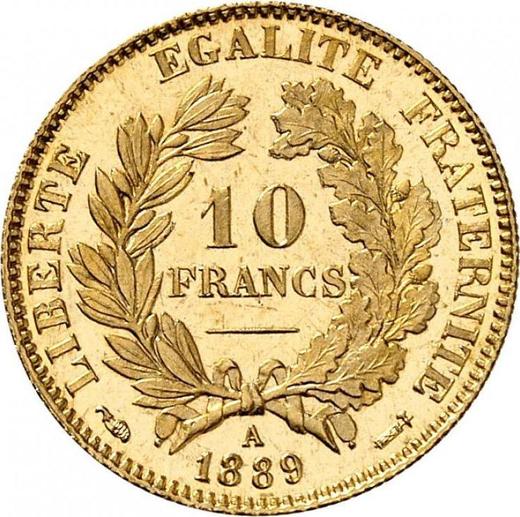 Reverse 10 Francs 1889 A "Type 1878-1899" Paris - France, Third Republic