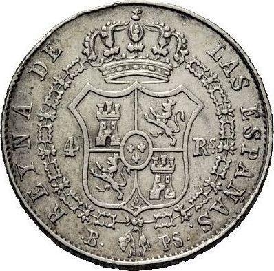 Реверс монеты - 4 реала 1846 года B PS - цена серебряной монеты - Испания, Изабелла II