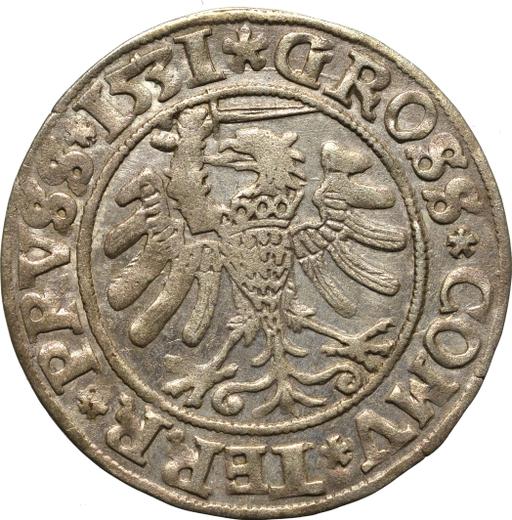 Реверс монеты - 1 грош 1531 года "Торунь" - цена серебряной монеты - Польша, Сигизмунд I Старый
