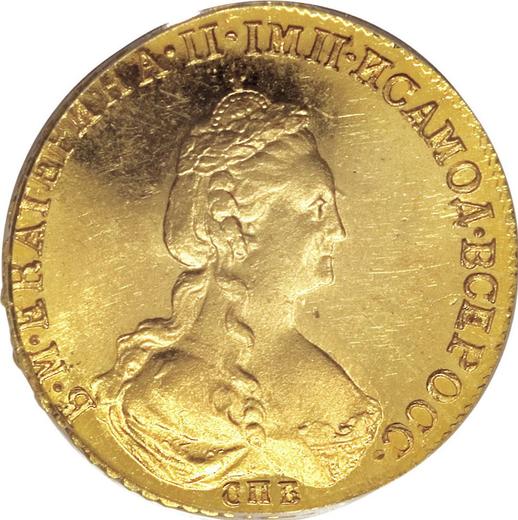 Аверс монеты - 5 рублей 1781 года СПБ Новодел - цена золотой монеты - Россия, Екатерина II