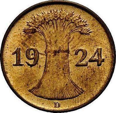 Реверс монеты - 1 рентенпфенниг 1924 года D - цена  монеты - Германия, Bеймарская республика