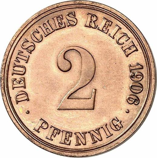 Аверс монеты - 2 пфеннига 1906 года A "Тип 1904-1916" - цена  монеты - Германия, Германская Империя