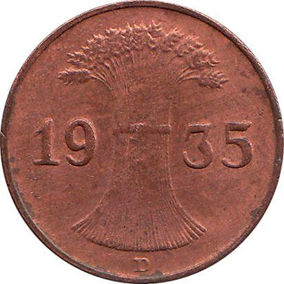 Reverso 1 Reichspfennig 1935 D - valor de la moneda  - Alemania, República de Weimar