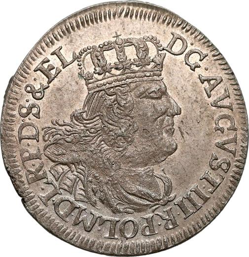 Anverso Szostak (6 groszy) 1762 ICS "de Elbląg" - valor de la moneda de plata - Polonia, Augusto III