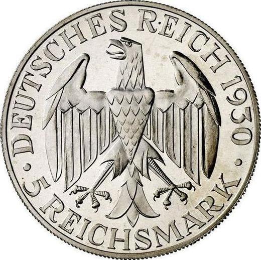 Anverso 5 Reichsmarks 1930 D "Zepelín" - valor de la moneda de plata - Alemania, República de Weimar