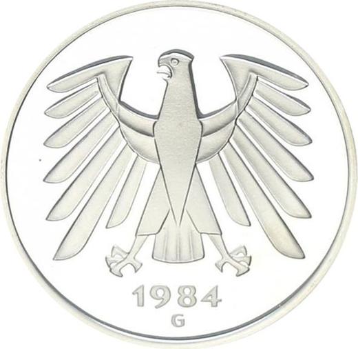 Reverse 5 Mark 1984 G -  Coin Value - Germany, FRG
