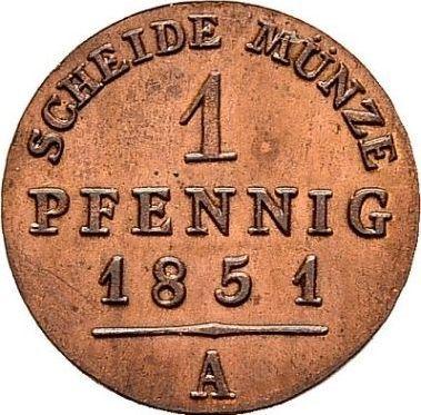 Реверс монеты - 1 пфенниг 1851 года A - цена  монеты - Саксен-Веймар-Эйзенах, Карл Фридрих
