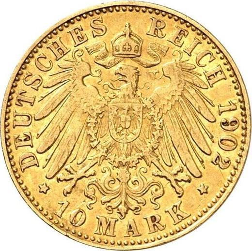 Реверс монеты - 10 марок 1902 года J "Гамбург" - цена золотой монеты - Германия, Германская Империя