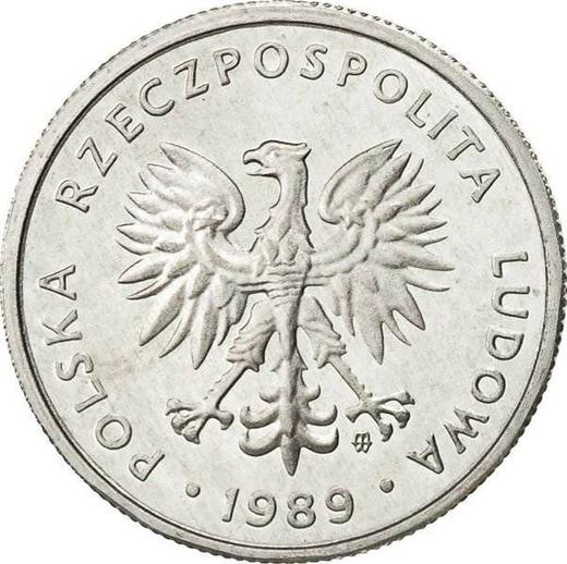 Anverso 5 eslotis 1989 MW - valor de la moneda  - Polonia, República Popular