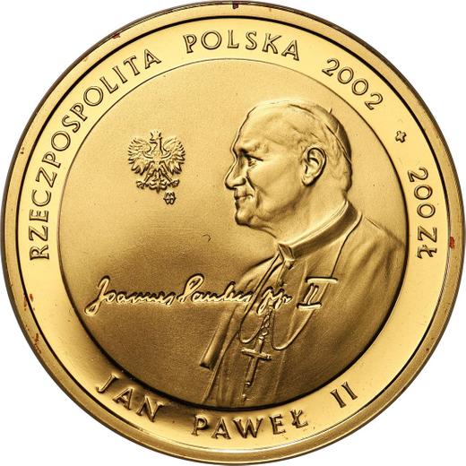 Аверс монеты - 200 злотых 2002 года MW ET "Иоанн Павел II" - цена золотой монеты - Польша, III Республика после деноминации