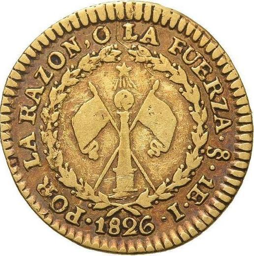 Reverso 1 escudo 1826 So I - valor de la moneda de oro - Chile, República