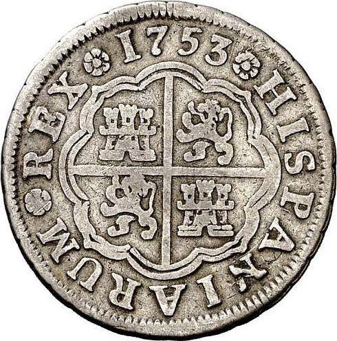 Реверс монеты - 1 реал 1753 года M JB - цена серебряной монеты - Испания, Фердинанд VI