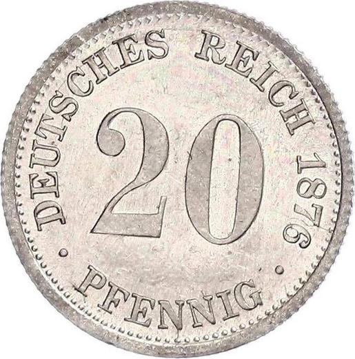 Аверс монеты - 20 пфеннигов 1876 года F "Тип 1873-1877" - цена серебряной монеты - Германия, Германская Империя