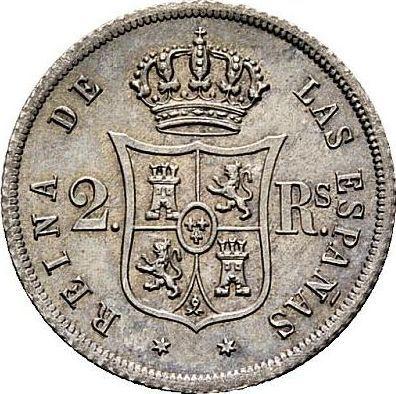 Revers 2 Reales 1861 Sechs spitze Sterne - Silbermünze Wert - Spanien, Isabella II