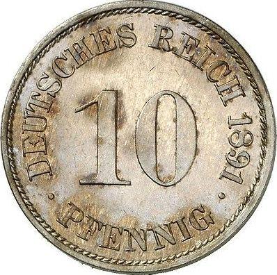 Аверс монеты - 10 пфеннигов 1891 года A "Тип 1890-1916" - цена  монеты - Германия, Германская Империя